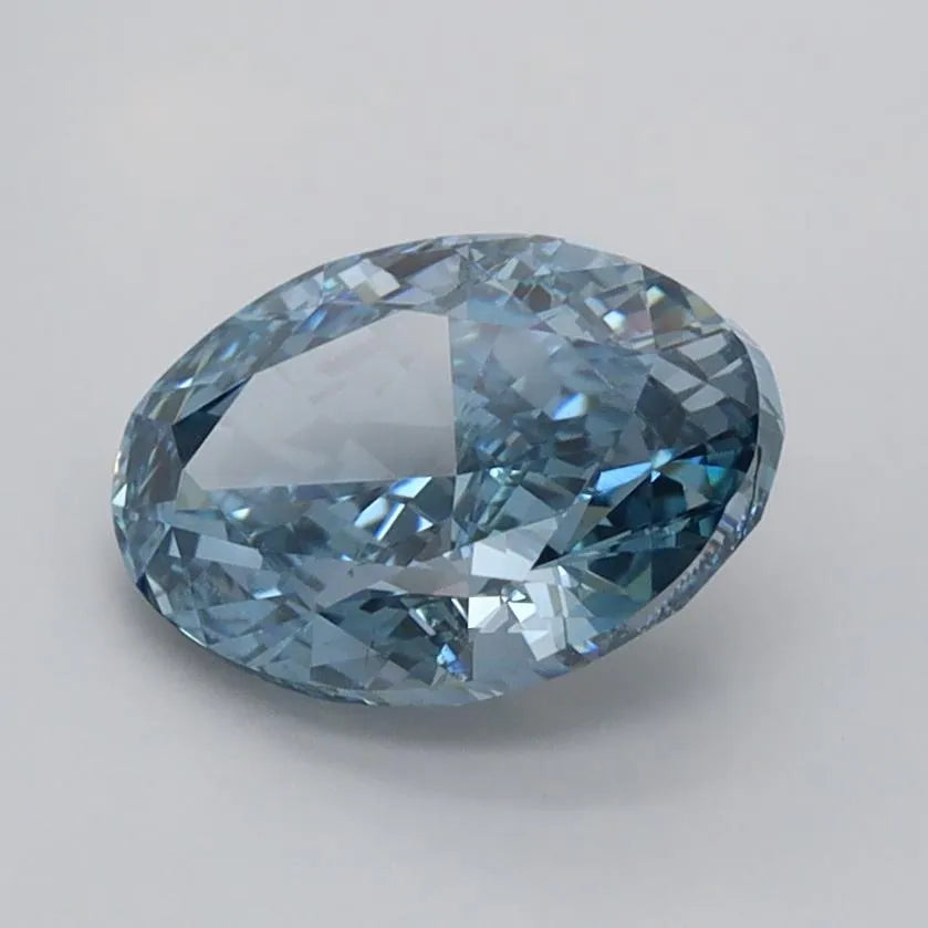 1.51ct Oval Lab Grown Diamond (Colour Fancy Vivid Blue, Clarity VS1, IGI Certified)